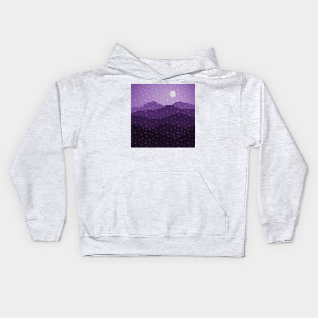 Cascade of Stars over Purple Mountains Abstract Kids Hoodie by SeaChangeDesign